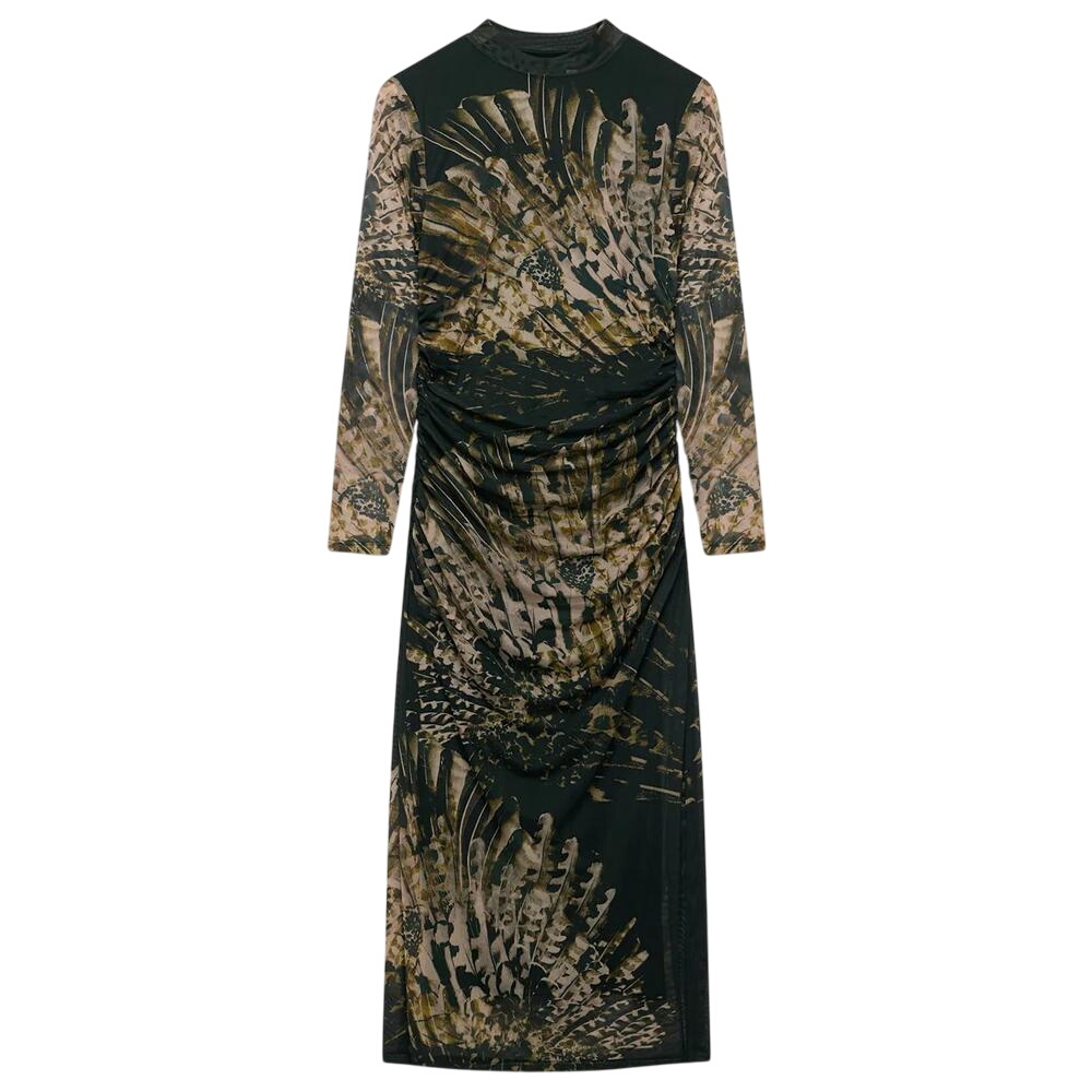 Mint Velvet Black Abstract Print Mesh Midi Dress